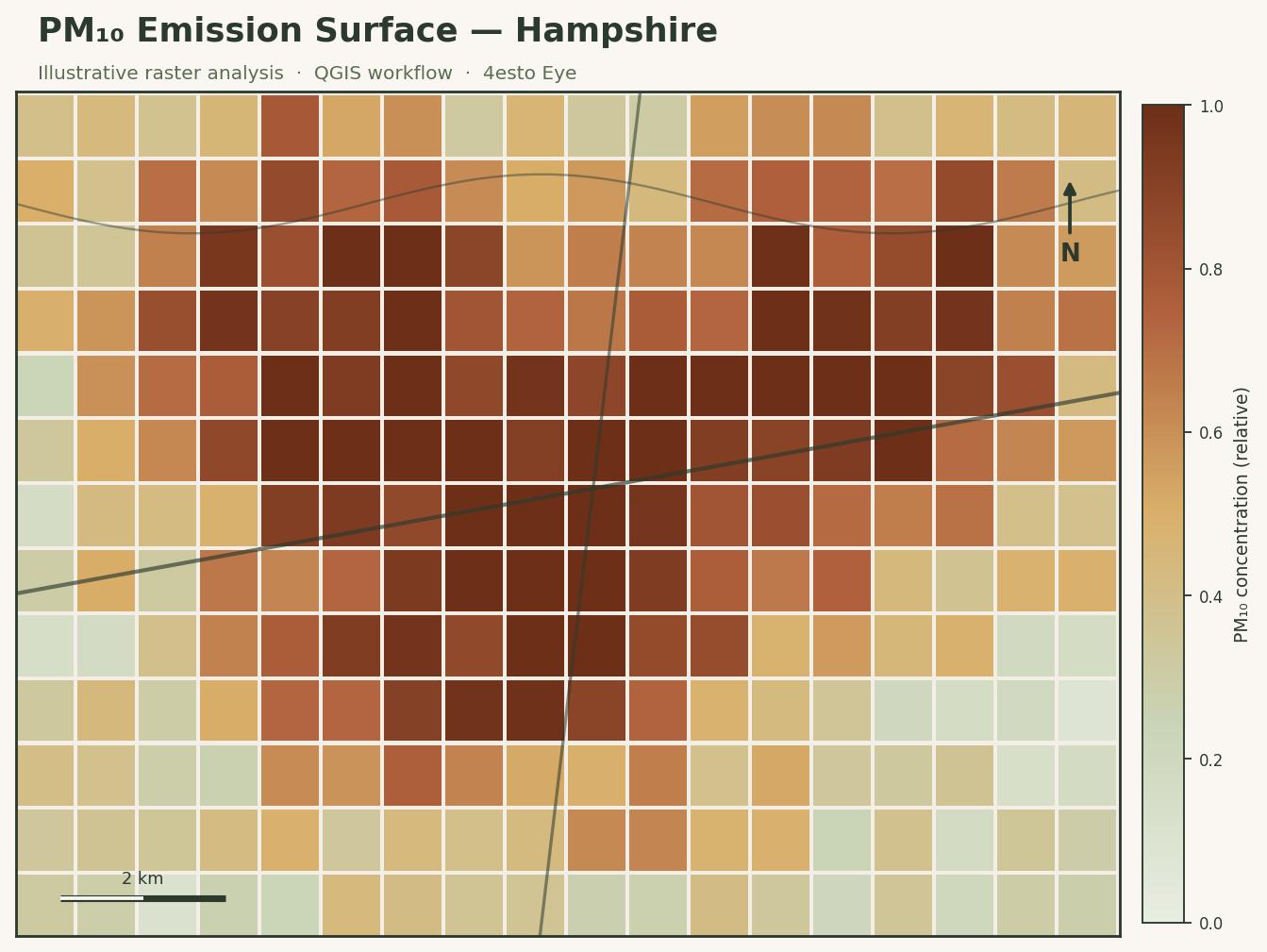 PM10 air quality map of Hampshire